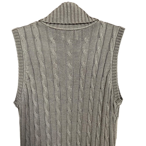 Calvin Klein Brown Cable Knit Shawl Collar Sleeveless Buckle Sweater Dress Sz L - Picture 5 of 8